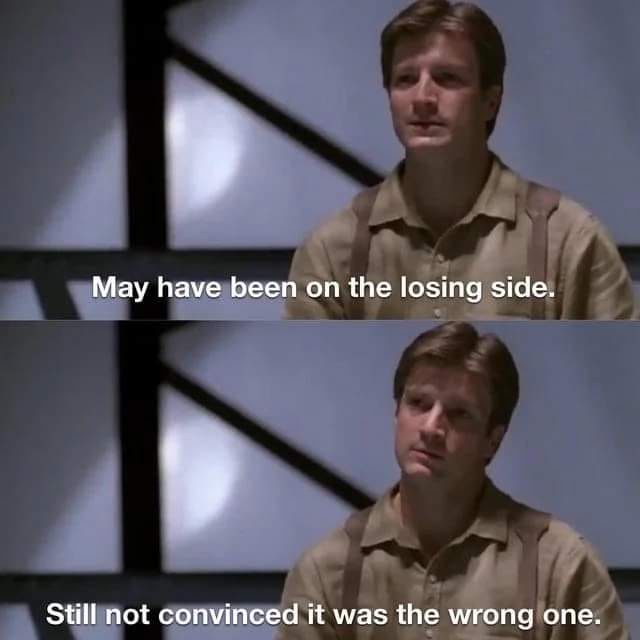 Two-panel meme featuring actor Nathan Fillion in a beige shirt and suspenders, looking thoughtful. Top panel text reads 'May…