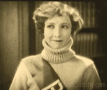 A six-panel grid shows a woman in a vintage turtleneck sweater reacting through a sequence of expressions: neutral…