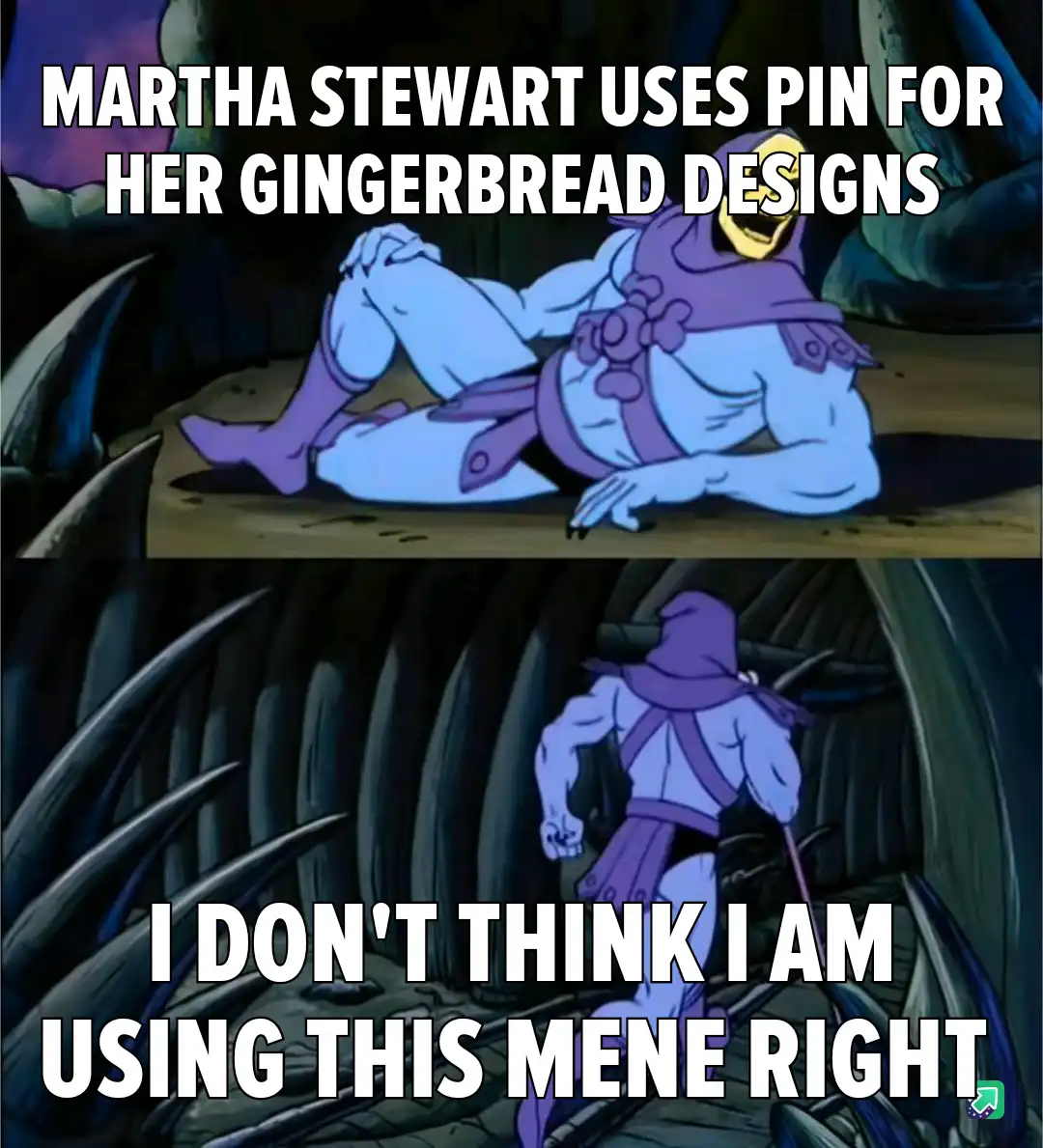 The image is a two-panel meme featuring the animated character Skeletor from 'He-Man and the Masters of the Universe'. In…