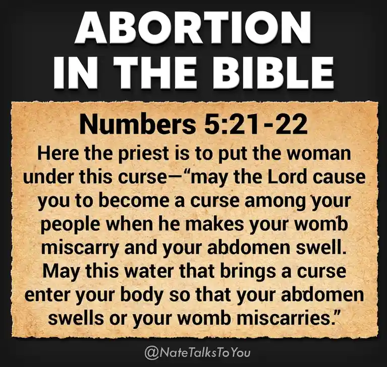 The image displays a black background with large white text at the top reading 'ABORTION IN THE BIBLE'. Below this, a…