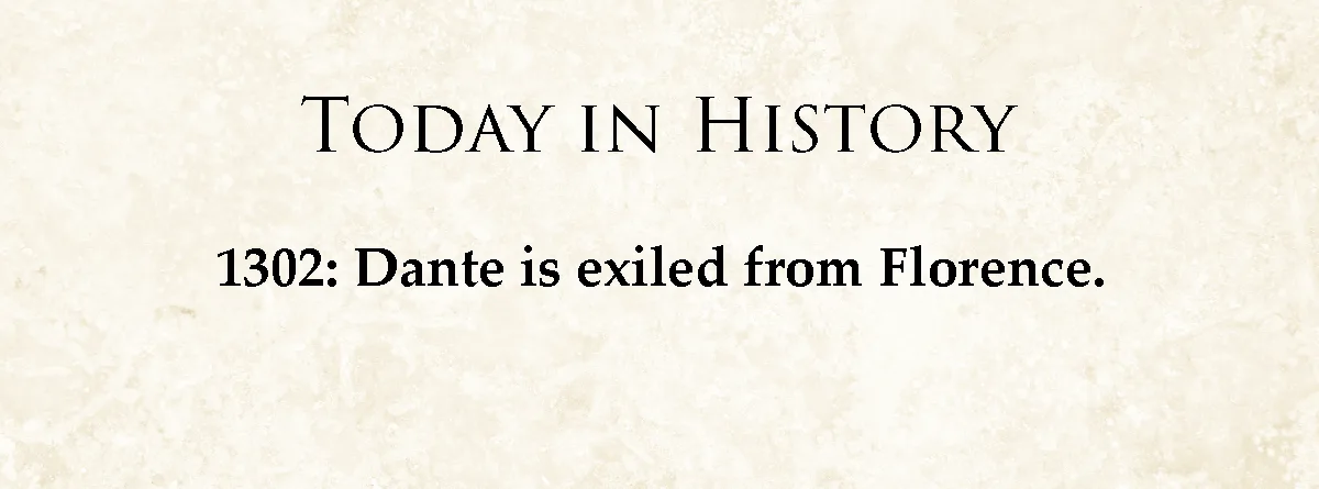 The image displays a beige parchment-style background with black serif text. The top line reads 'TODAY IN HISTORY' and the…