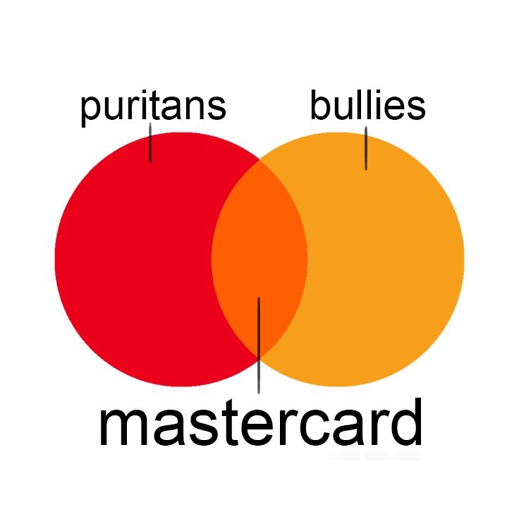 A Venn diagram with two overlapping circles: the left red circle is labeled 'puritans', the right orange circle is labeled…