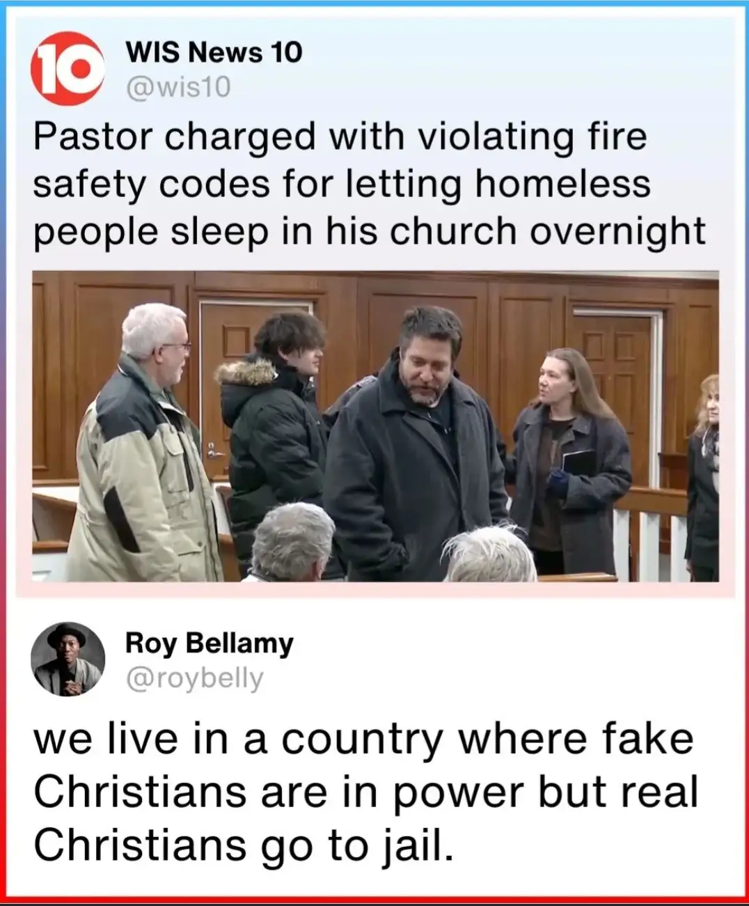 A screenshot of a Twitter post by Roy Bellamy, overlaid on a news article from WIS News 10. The article reports that a…