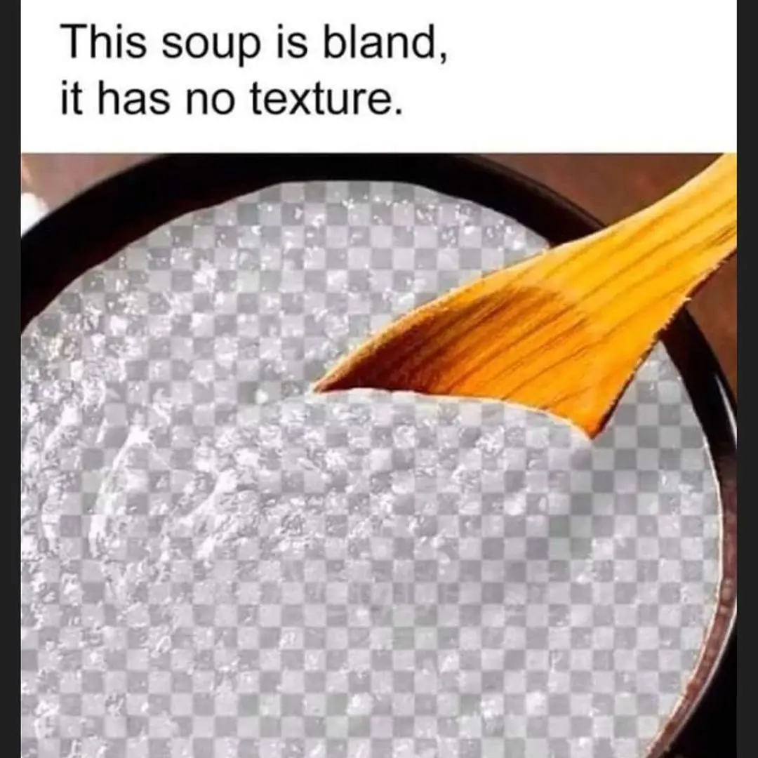 A wooden spoon is shown stirring a bowl of plain, unappetizing-looking soup that appears to be mostly water with minimal…