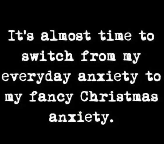 A black background with white, slightly pixelated text that reads: 'It's almost time to switch from my everyday anxiety to…
