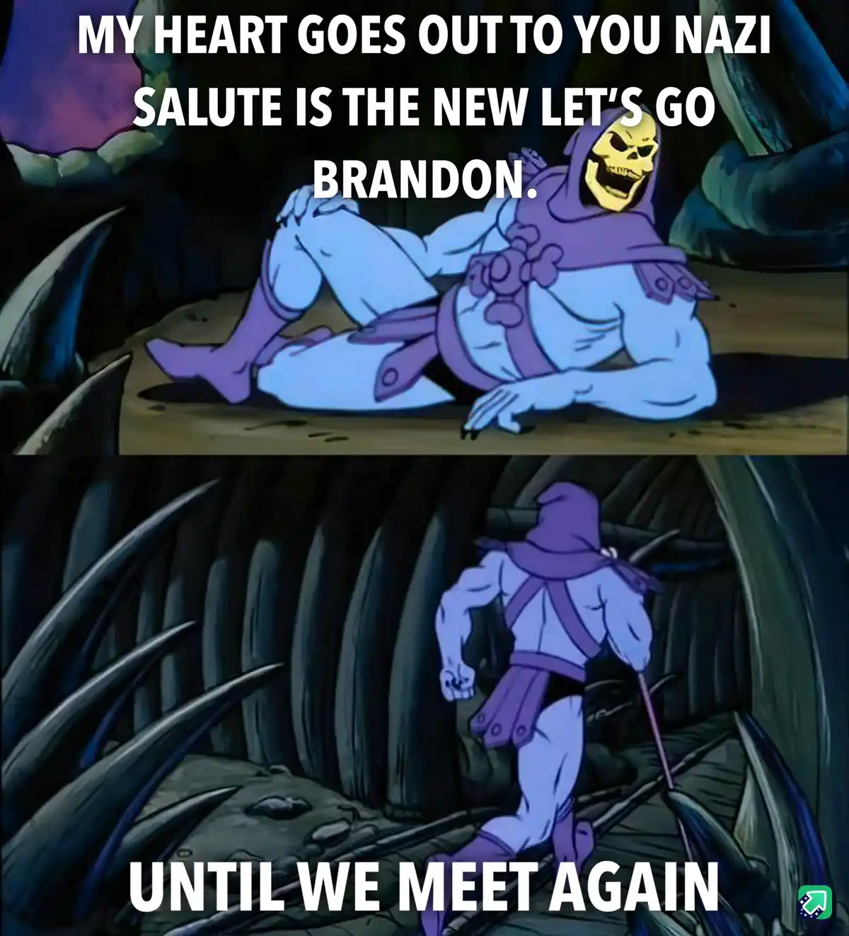 The image shows two panels from the animated series 'He-Man and the Masters of the Universe'. In the top panel, Skeletor, a…