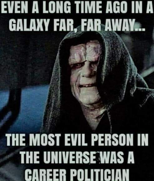 A close-up image of the character Darth Sidious from Star Wars, wearing his dark hooded robe, with a sinister expression…