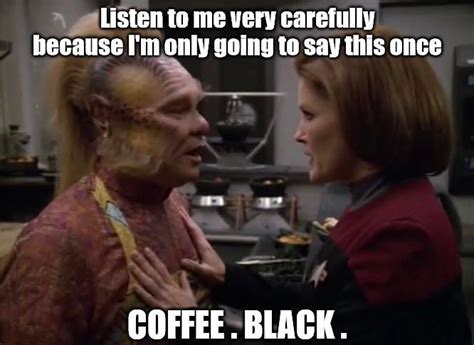 A still from Star Trek: The Next Generation shows a Klingon man with a distinctive facial ridge and hairstyle, wearing a…