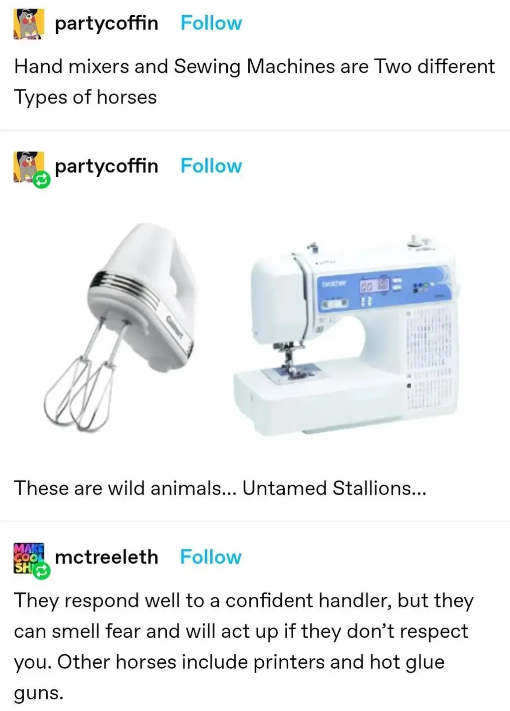 Mixers and Sewing Machines: Two Different Beasts