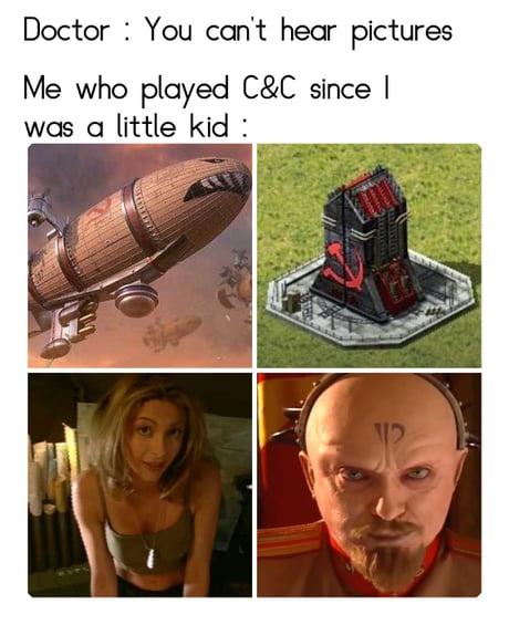A four-panel meme grid showing a Zeppelin from 'Total War: Shogun 2', a Soviet factory building from 'Command & Conquer', a…