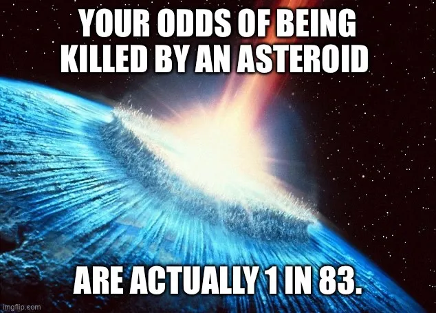 A dramatic image shows a massive asteroid colliding with Earth, creating a bright explosion and shockwave over the planet's…