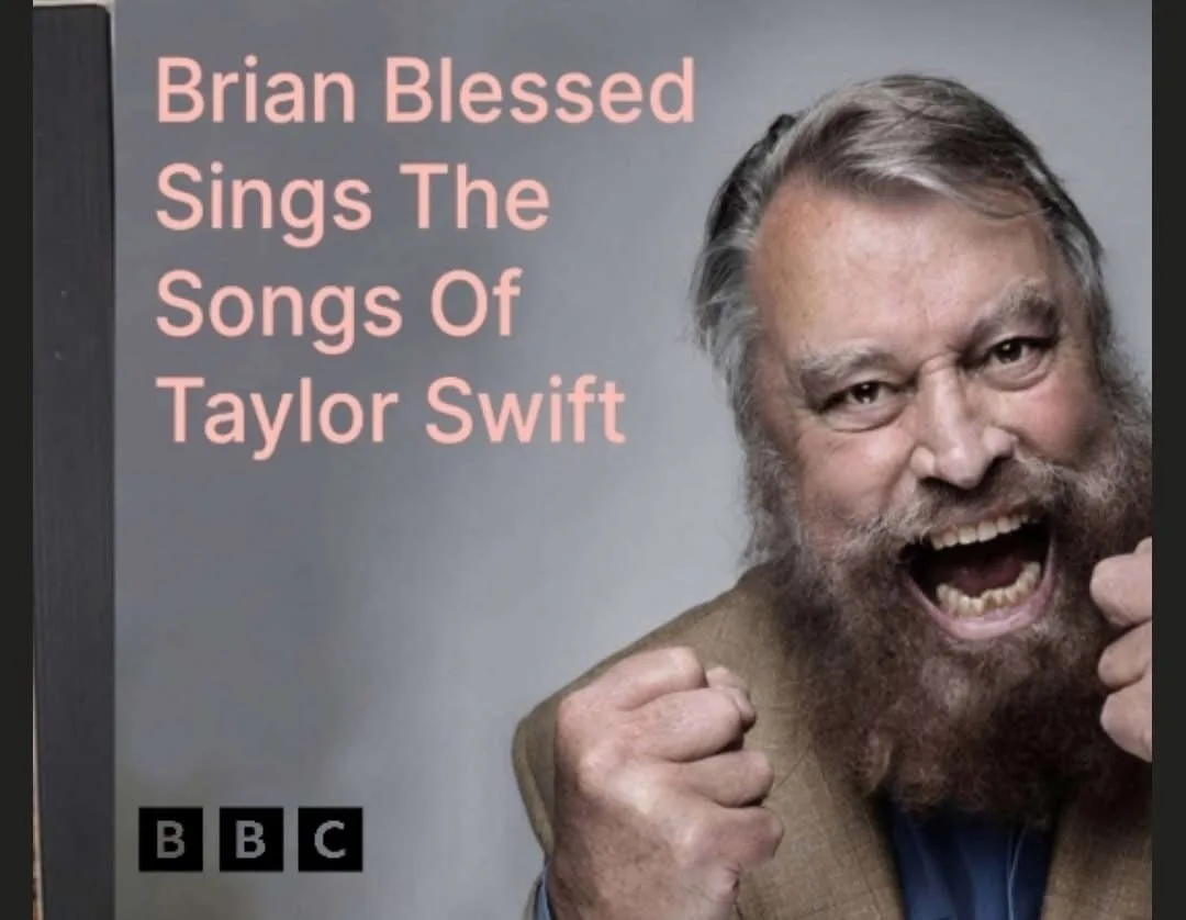 An album cover featuring Brian Blessed with a wild, bearded expression and clenched fists, overlaid with the text 'Brian…