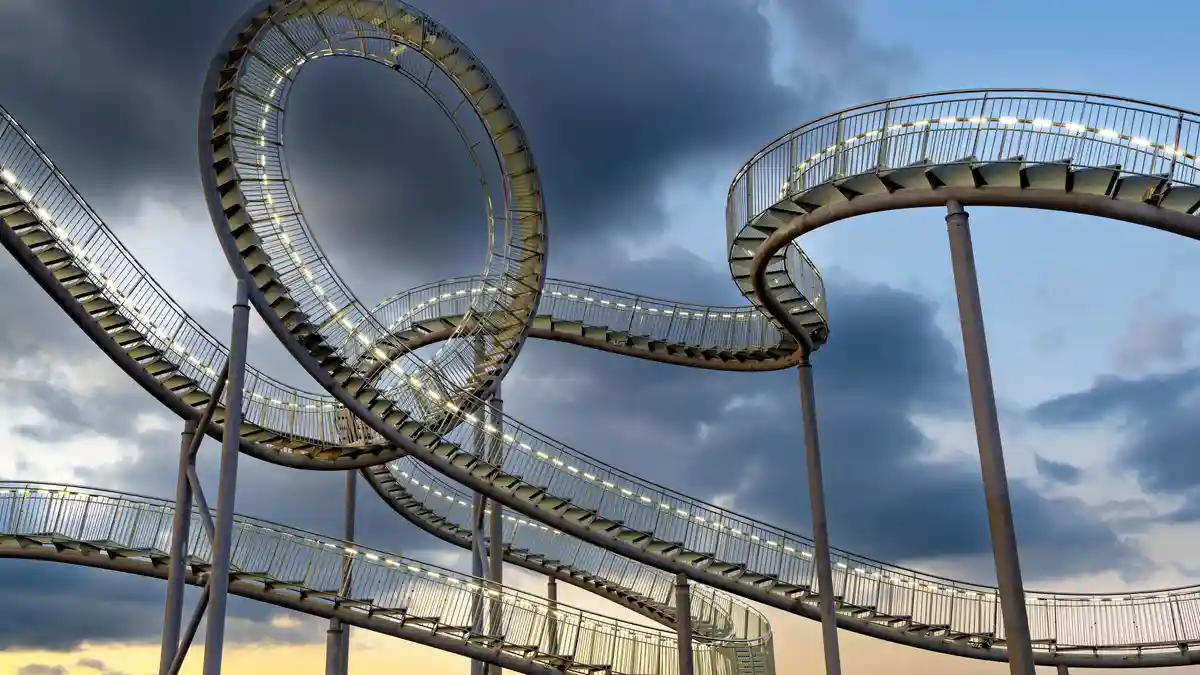 A unique walking installation, Tiger and TurtleÃ¢ÂÂMagic Mountain, features elegant German metalwork tracks without rails…