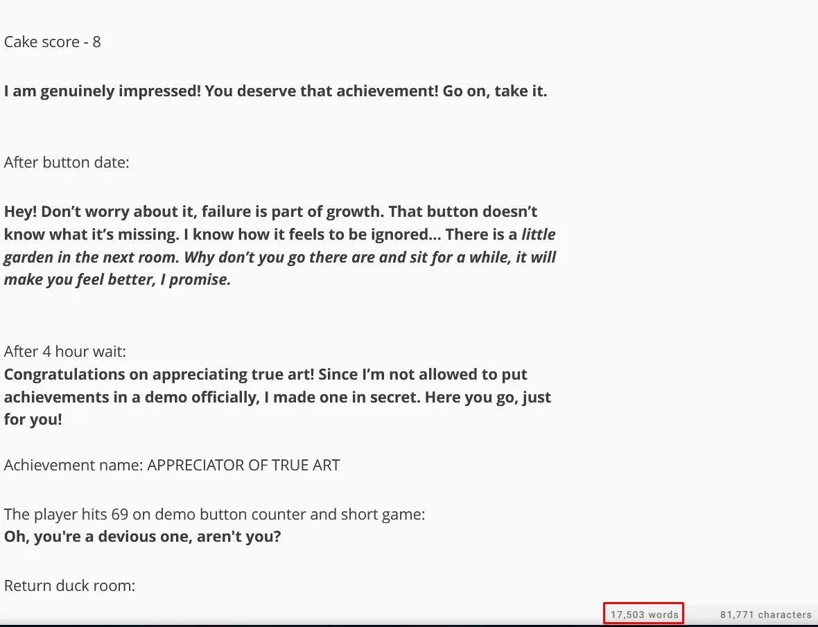 A screenshot of a game's achievement system showing a player's interaction with a 'Cake score' achievement. The text details…