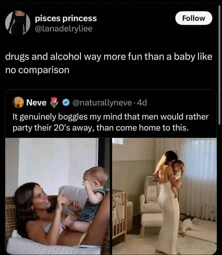 A two-panel image shows a woman smiling while playing with a baby on a couch in the left panel, and the same woman holding…