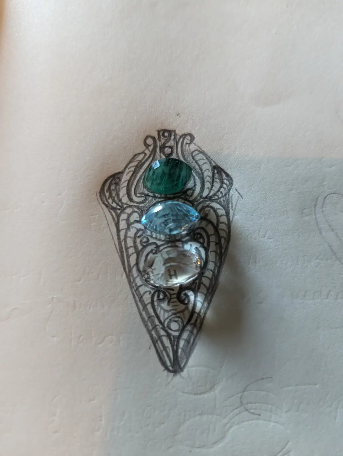 Custom Pendant Crafted with Topaz, Emerald, and Herkimer Diamond