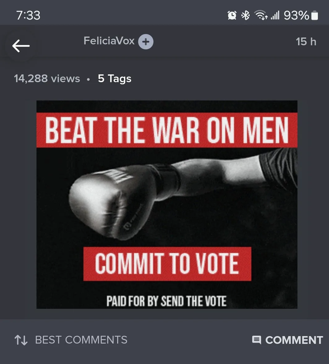 A black-and-white image shows a boxing glove poised to strike, overlaid with red banners. The top banner reads 'BEAT THE WAR…