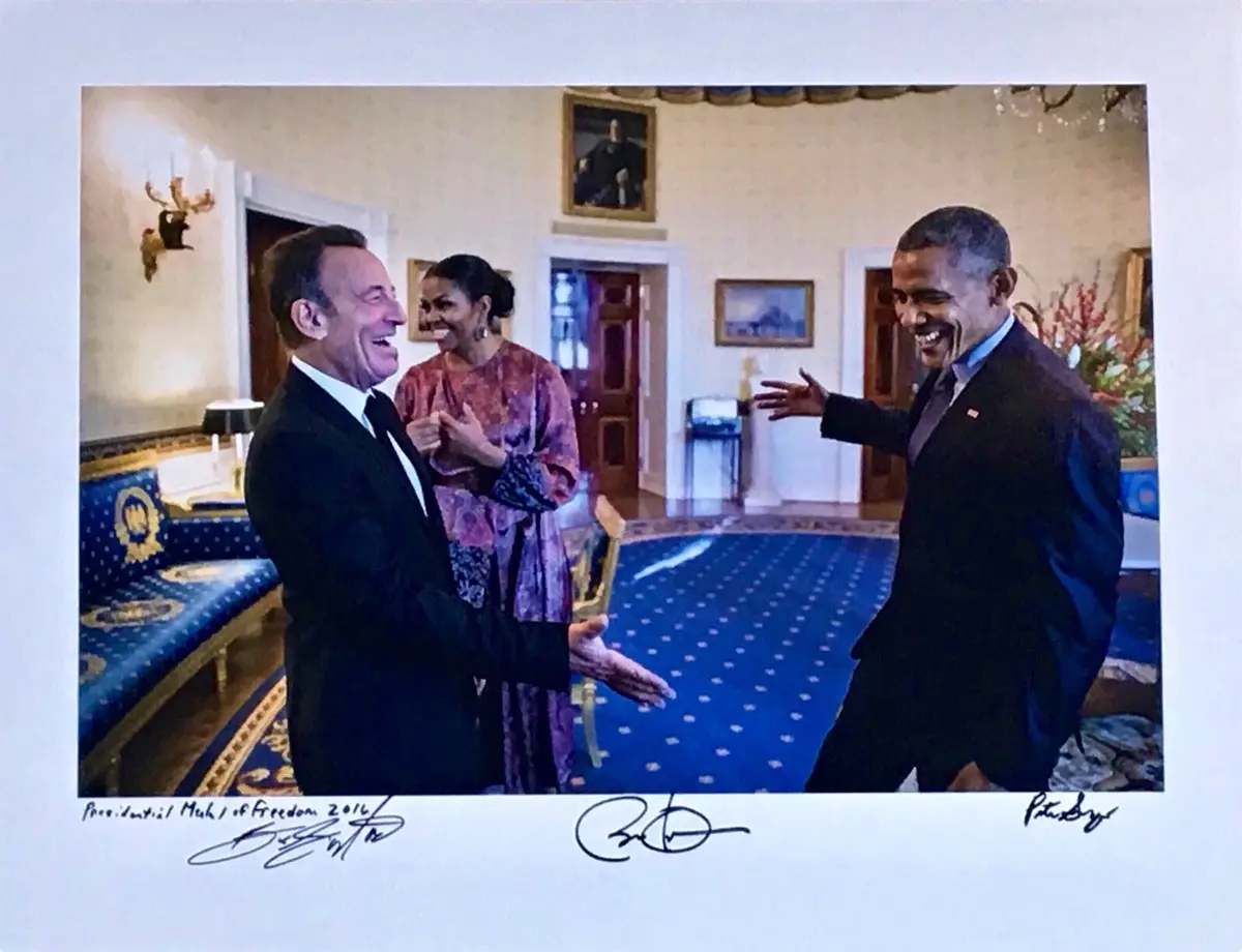 The iconic trio: Bruce Springsteen, Barack, and Michelle