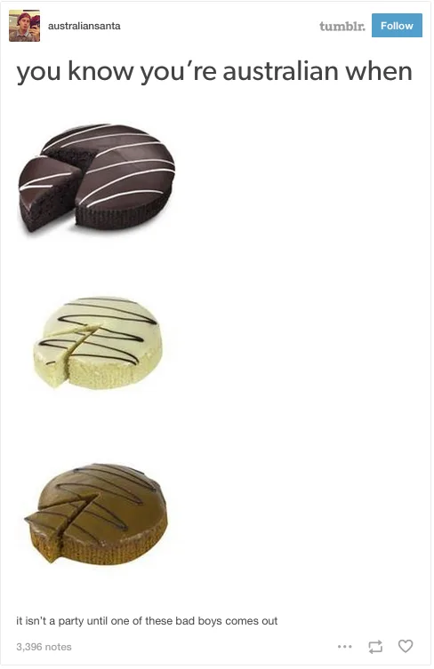The image displays three different types of sliced chocolate cakes, each with a distinct frosting color and drizzle pattern…