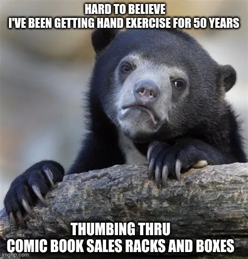 A black bear with a skeptical, unimpressed facial expression is leaning on a log. The overlaid text reads: 'HARD TO BELIEVE…