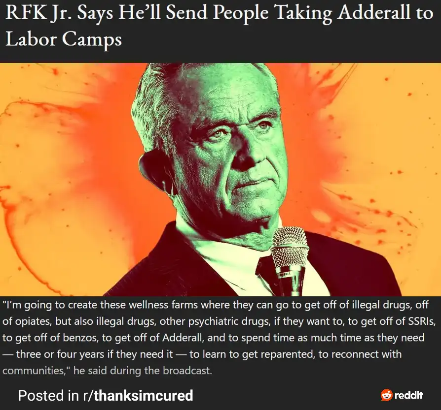 A stylized image of Robert F. Kennedy Jr. speaking into a microphone, overlaid with text claiming he said he would send…