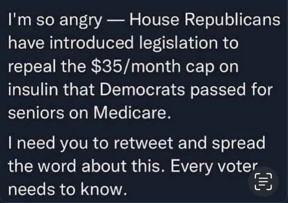 A dark-themed image displays white text mimicking a social media post, expressing outrage over House Republicans attempting…
