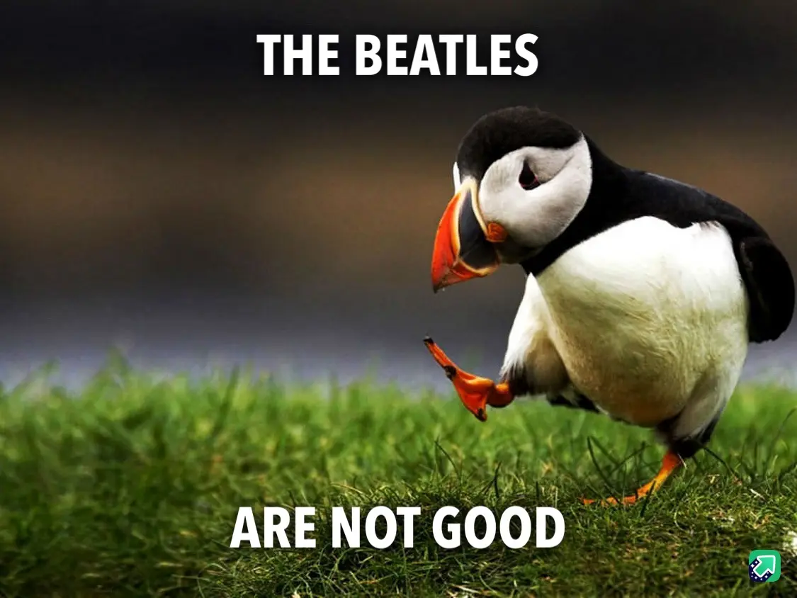 A puffin stands on green grass, looking down with one foot lifted, as if in a moment of disappointment or judgment. The text…