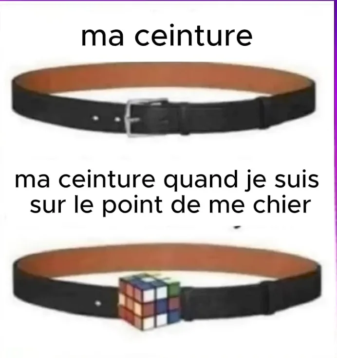 The image displays two belts. The top one is a plain black leather belt with a silver buckle and the text 'ma ceinture'…
