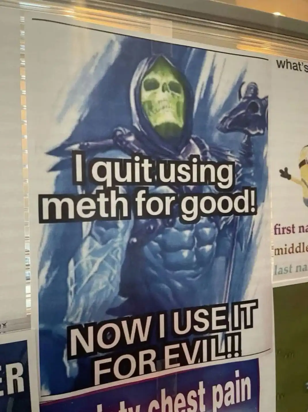 A poster featuring the character Death from the Masters of the Universe franchise, depicted with a green skull and muscular…