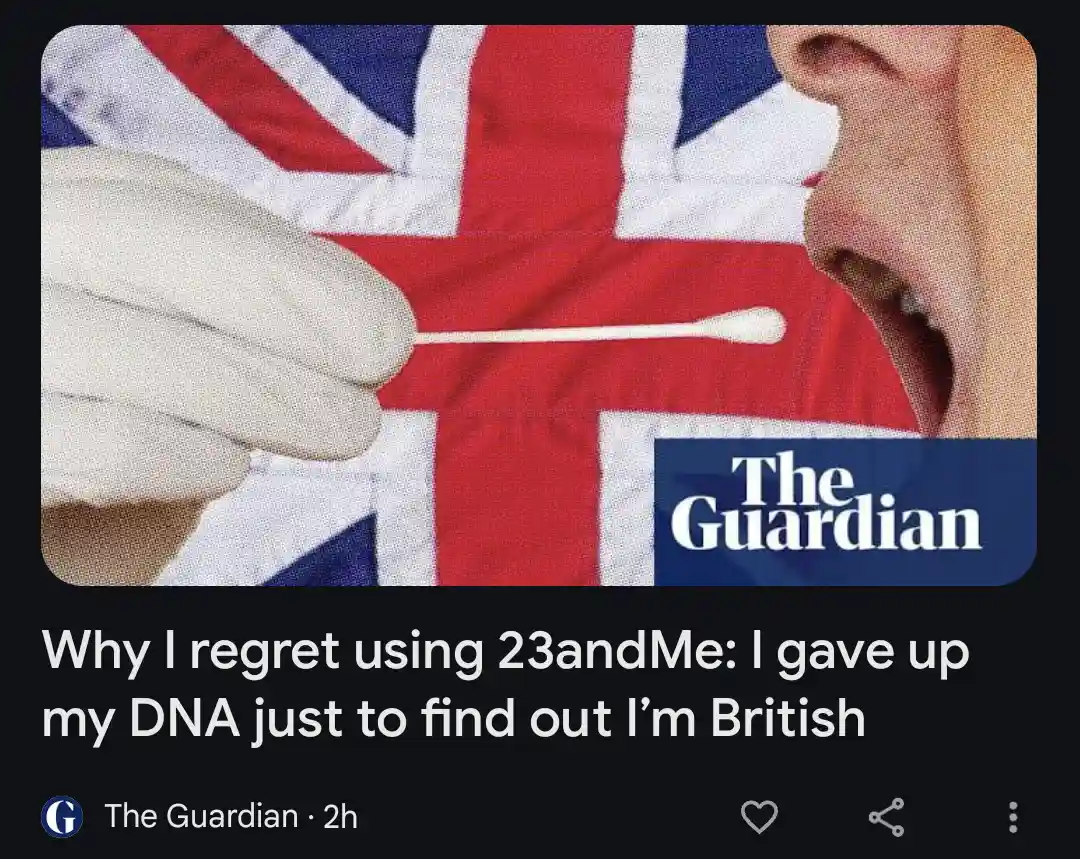 A close-up image shows a gloved hand holding a swab near a person's open mouth, set against a background of the Union Jack…