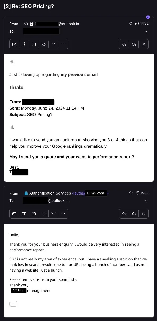 Sometimes I Can't Help but Reply to Spam :)