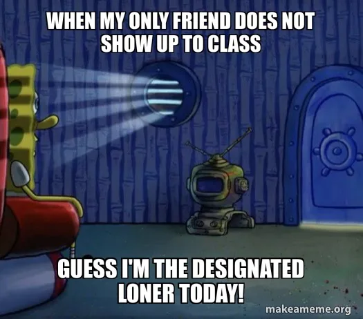 SpongeBob SquarePants sits alone in a dimly lit room, looking toward a small robot that emits a beam of light. The text…