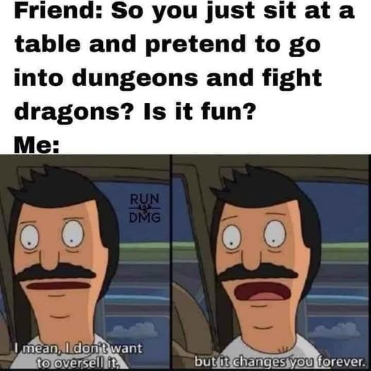 The image shows two panels of Bob from Bob's Burgers in a car, his expression shifting from neutral to shocked. The top text…