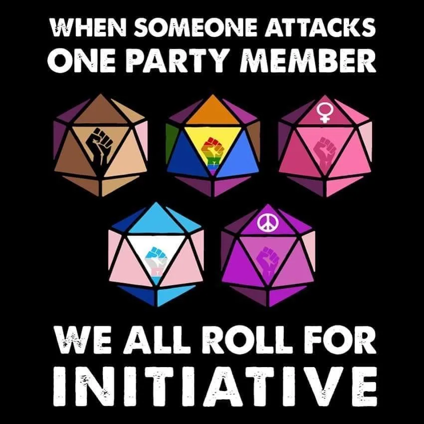 Five colorful, multi-sided dice are arranged in a two-row grid on a black background. Each die displays a different symbol…