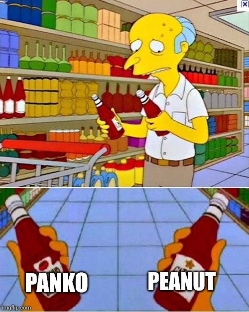 The image is a two-panel meme featuring Homer Simpson in a grocery store aisle holding two bottles of ketchup. In the top…