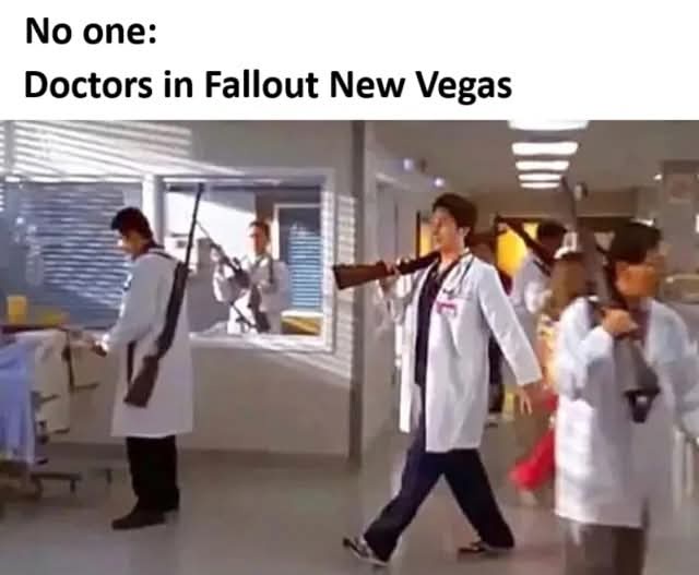A scene from a TV show or movie shows multiple doctors in white lab coats walking through a hospital hallway, each carrying…