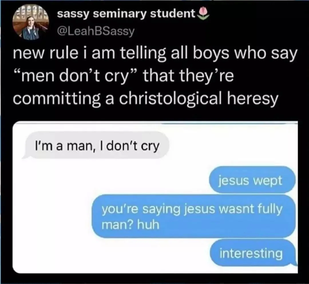 A screenshot of a tweet from a user named 'sassy seminary student' (@LeahBSassy) announcing a new rule that anyone who says…