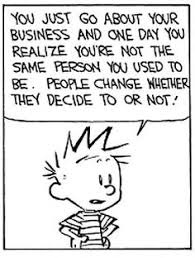 A black-and-white comic strip shows a young boy with spiky hair and a striped shirt looking upward with a thoughtful…