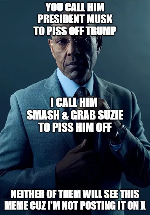 A man in a suit and glasses stares intensely at the camera while adjusting his tie. Overlaid text reads: 'YOU CALL HIM…