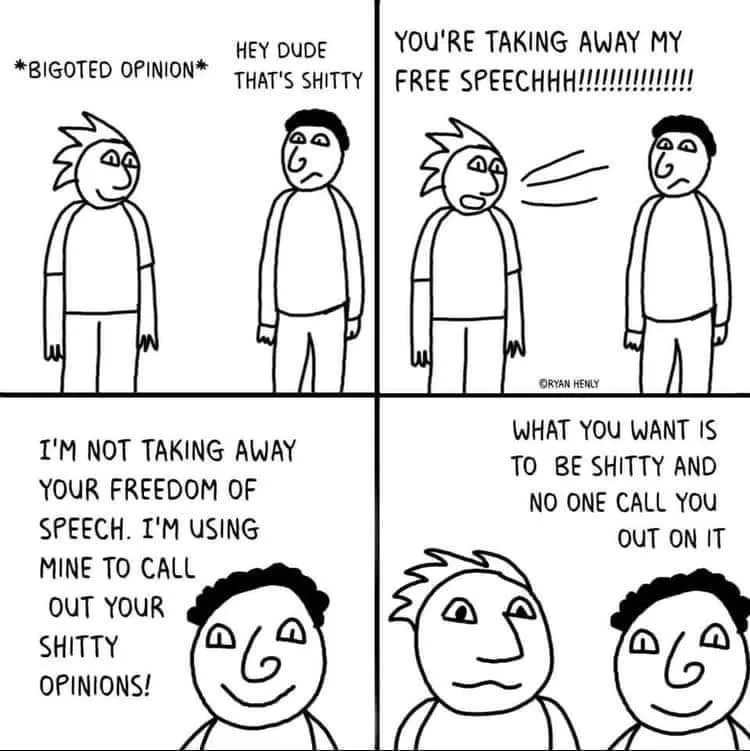 Free speech doesn't mean freedom from criticism