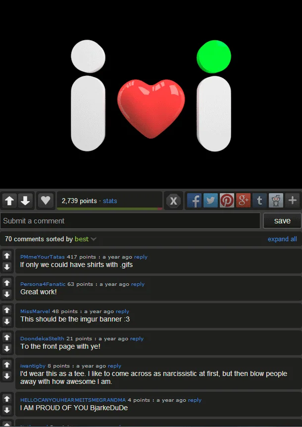 Three panels show a Reddit post interface with two stick figures and a heart icon between them. The top two panels are…