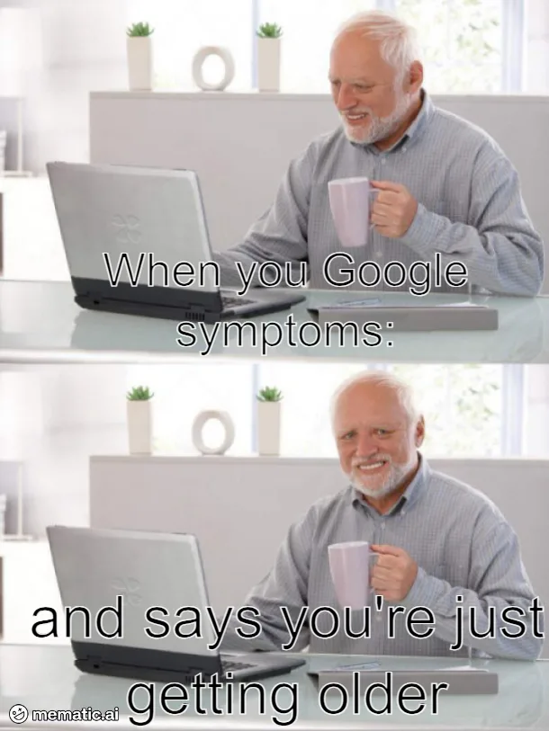 A two-panel meme featuring a smiling older man with white hair and a beard, sitting at a glass desk with a laptop and…