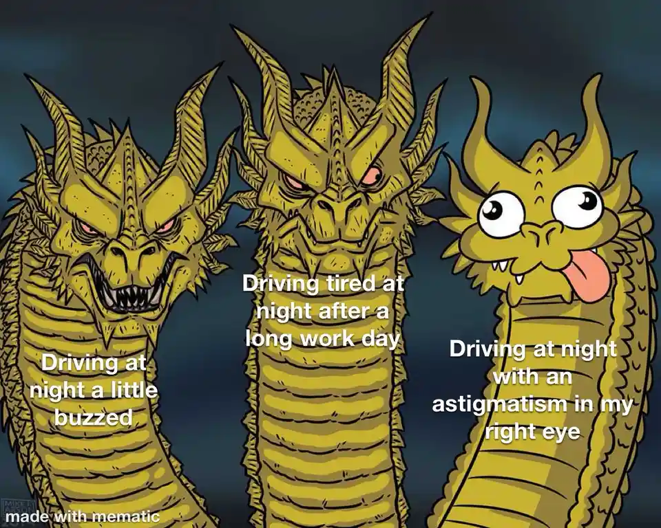 Three cartoonish yellow dragons with different expressions are shown side-by-side against a dark background. The left dragon…