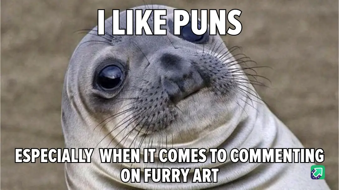 A close-up photo of a seal pup with large, expressive eyes and a slightly smug or self-satisfied expression. White bold text…