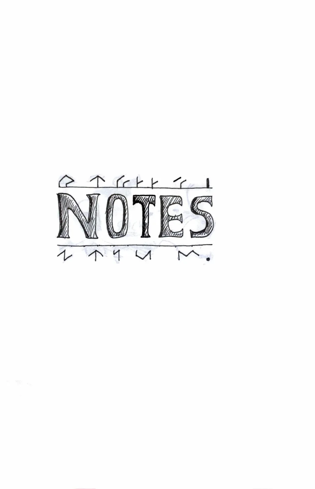 A hand-drawn, black-and-white image shows the word 'NOTES' in bold, shaded letters centered on a white background. Above and…