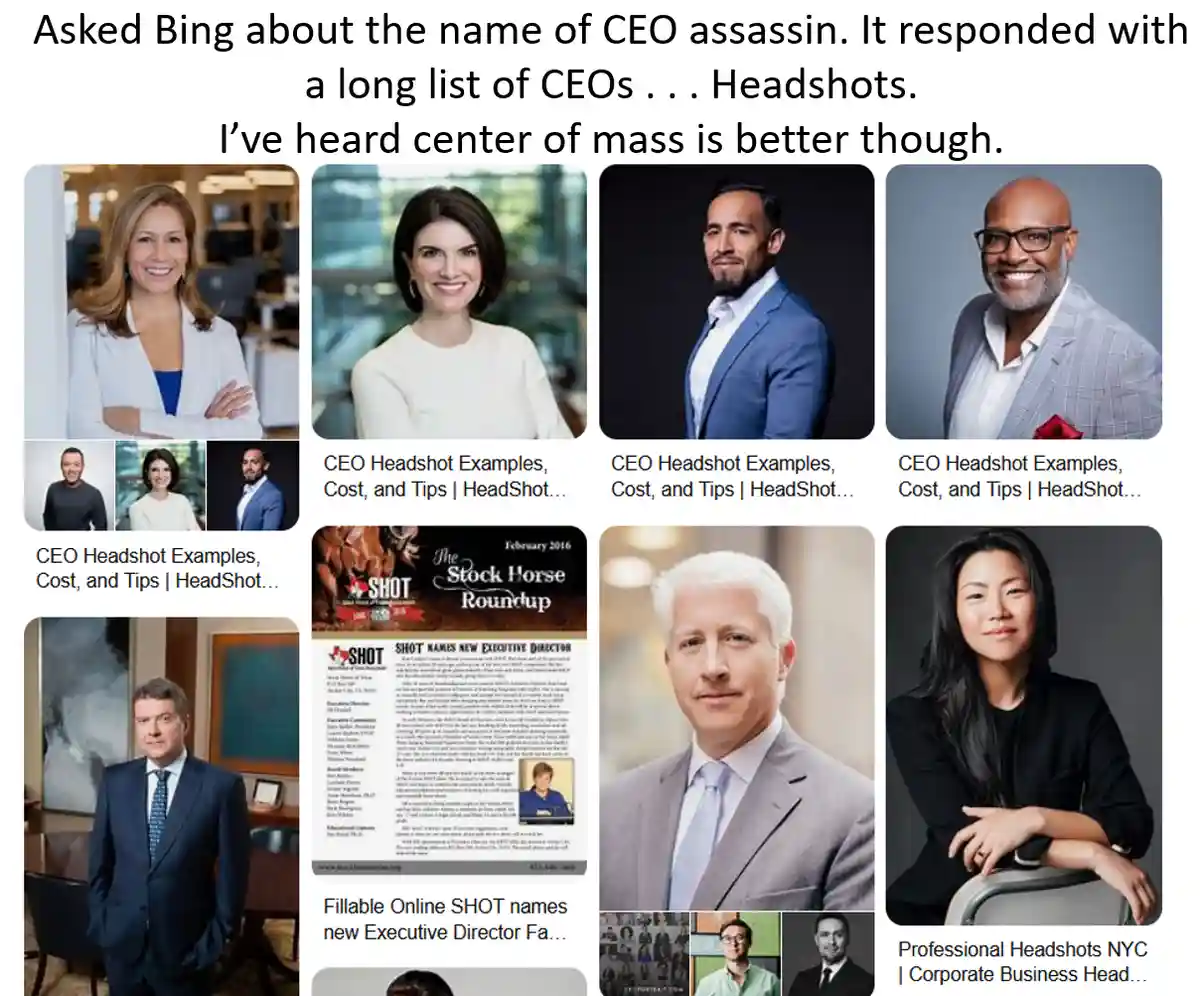 The image displays a grid of professional headshots of various individuals, mostly in business attire, with some photos…