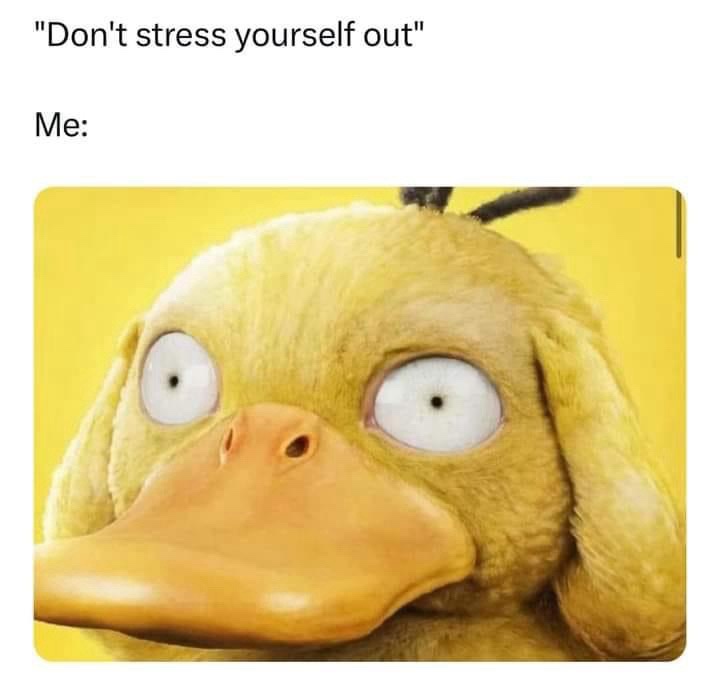 A close-up image of a yellow, fluffy cartoon duck with wide, startled eyes and its hands pressed to its ears, conveying…