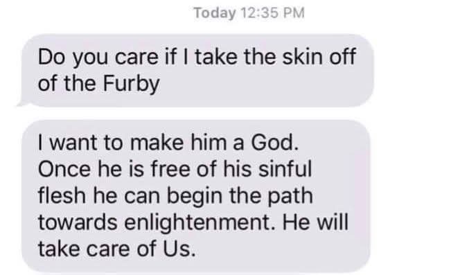 A screenshot of a text message conversation where the first message asks if the recipient cares if the skin is taken off of…