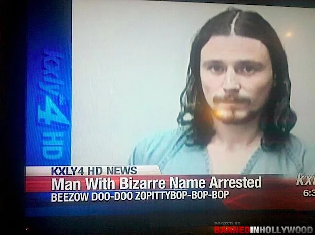 A news broadcast screenshot from KXLY4 HD News shows a mugshot of a man with long dark hair and a mustache, wearing a light…