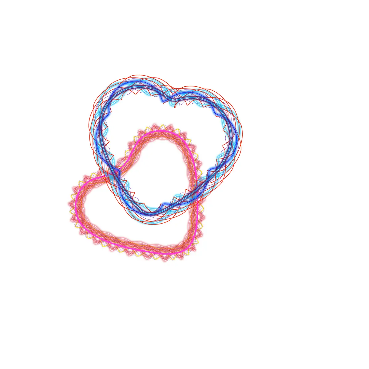The image displays a stylized number '8' formed by overlapping, colorful, wavy lines in red, blue, pink, and yellow against…